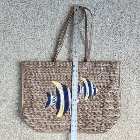 NWT Vera Bradley Embroidered Fish Straw Beach Tote Bag - Picture 8 of 9